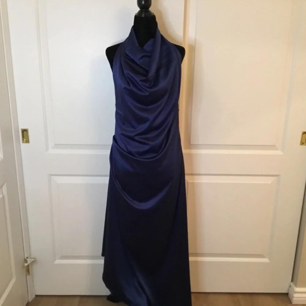 NWT Satin Mock Neck Backless Midi Cocktail Dress Size XL - Picture 4 of 8